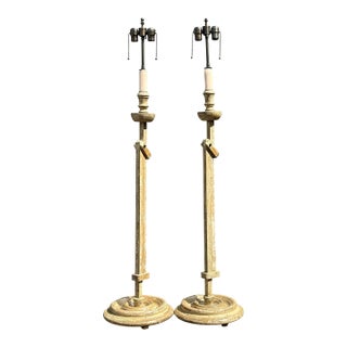 Vintage Patinated Extendable Floor Lamps - A Pair For Sale
