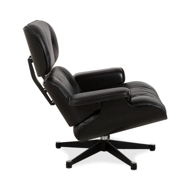 Lounge Chair Leather Armchair in Wood Black by Charles & Ray Eames for Vitra For Sale - Image 9 of 13