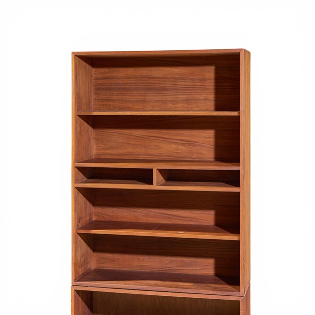 Jens Risom Mid Century Walnut 2-Piece Bookcase For Sale In Chicago - Image 6 of 7