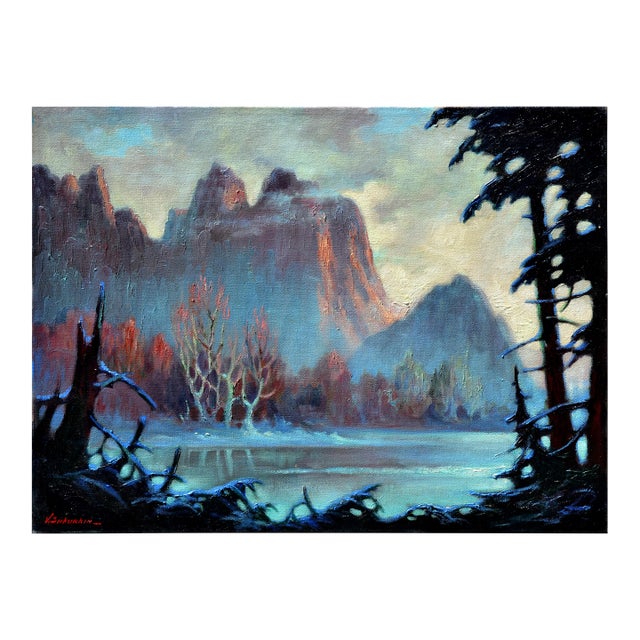 Mid Century Yosemite Park in Winter Landscape by Vladimir Shkurkin For Sale