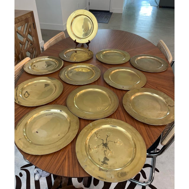 Vintage Mid-Century Brass Pantry Chargers-Set of 12 For Sale In Houston - Image 6 of 6
