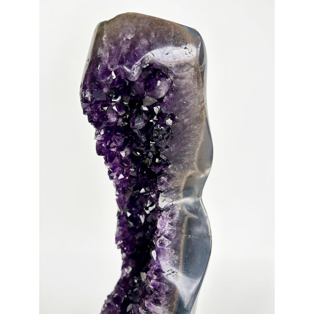 Amethyst Amethyst Crystal Geode Cluster on Custom Stand (Uruguay) For Sale - Image 8 of 10