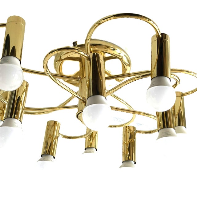 Mid-Century Modern Space Age 10-Light Brass Ceiling Lamp by Honsel Leuchten for Sölken Leuchten, Germany, 1970s For Sale - Image 11 of 18