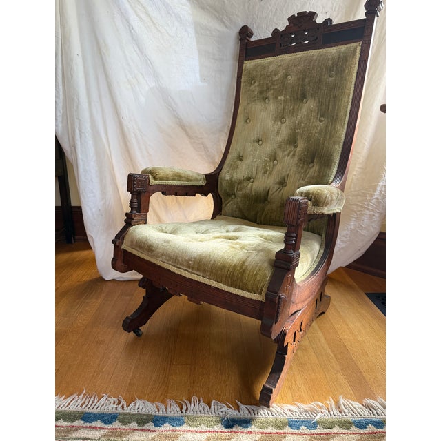 Victorian Early 20th Century Victorian Eastlake Rocking Chair For Sale - Image 3 of 5