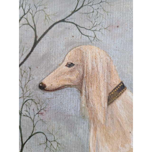 Antique 19th Century Oil Painting Portrait of a Saluki Dog For Sale In Los Angeles - Image 6 of 17