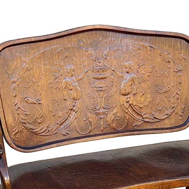 Early 20th Century Vienna Secession Bentwood Cherubs Motif Settee Bench by Jacob & Josef Kohn No 67 For Sale - Image 10 of 10