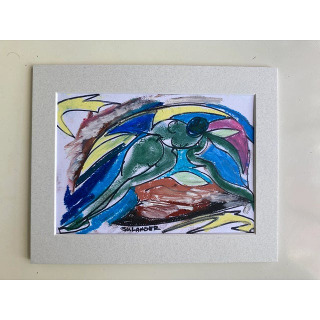 Paper 2020s “Angel” Original French Oil Pastels Drawing by Erik Sulander For Sale - Image 7 of 7