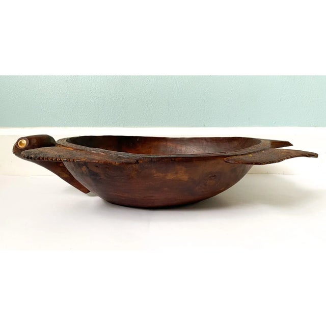 Brown Vintage Island Wood Carved Turtle Bowl For Sale - Image 8 of 13