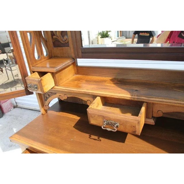 Brown Late 19th Century Antique Victorian Walnut Mirrored Vanity Dresser For Sale - Image 8 of 13