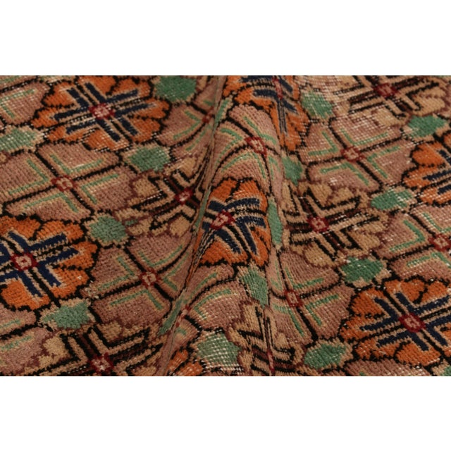 Textile Vintage Turkish Rug, Brown and Beige With All-Over Floral Patterns – Rug & Kilim For Sale - Image 7 of 8