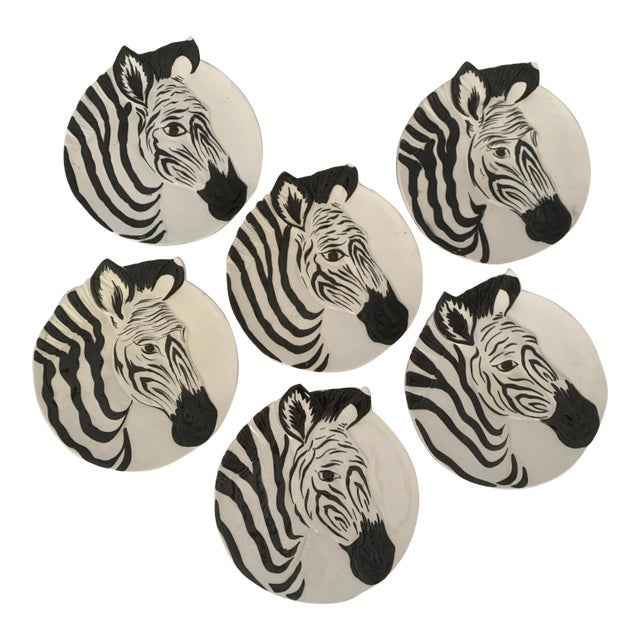 Vintage Zebra Plates for Bonwit Teller - Set of 6 For Sale