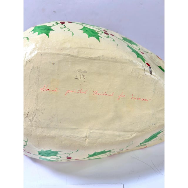 Vintage Hand-Painted Paper Mâché Christmas Swan Bowl Centerpiece, 24.5" For Sale - Image 9 of 12
