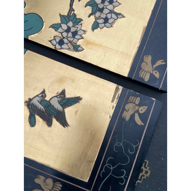 Vintage Chinese 4-Panel Coromandel Lacquer Wall Hangings For Sale - Image 9 of 10