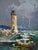 Oil Painting Ships Moored at the Lighthouse Yuriy Suprunchuk For Sale