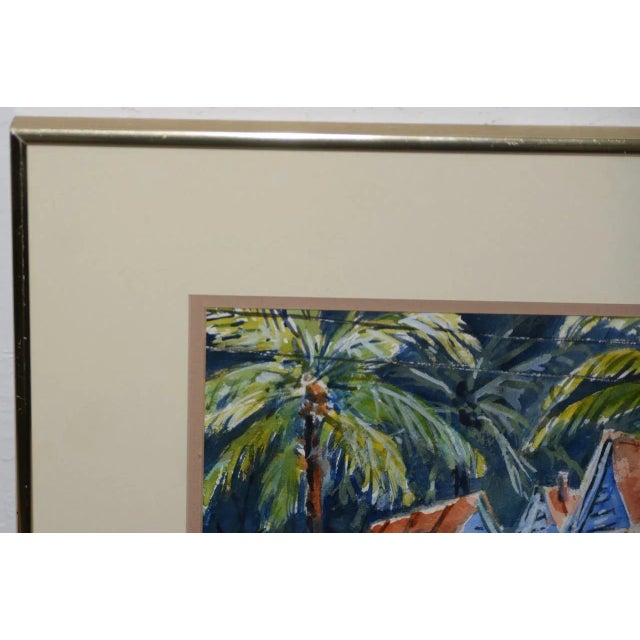 Late 20th Century Vintage Watercolor "island Life" Original Painting C.1988 For Sale - Image 5 of 8