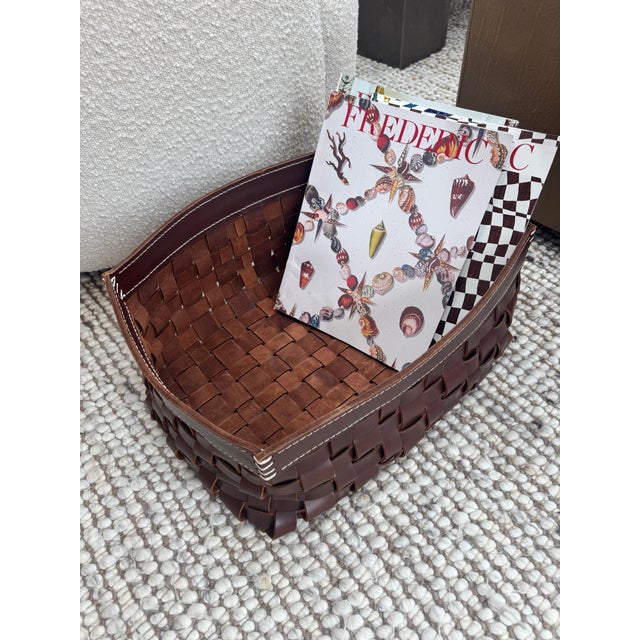 Contemporary Arte & Cuoio “Intrecci” Woven Leather Storage Basket For Sale - Image 4 of 10
