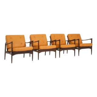 Mid-Century Scandinavian Armchairs Candidate attributed to Ib Kofod Larsen, 1960s, Set of 4 For Sale