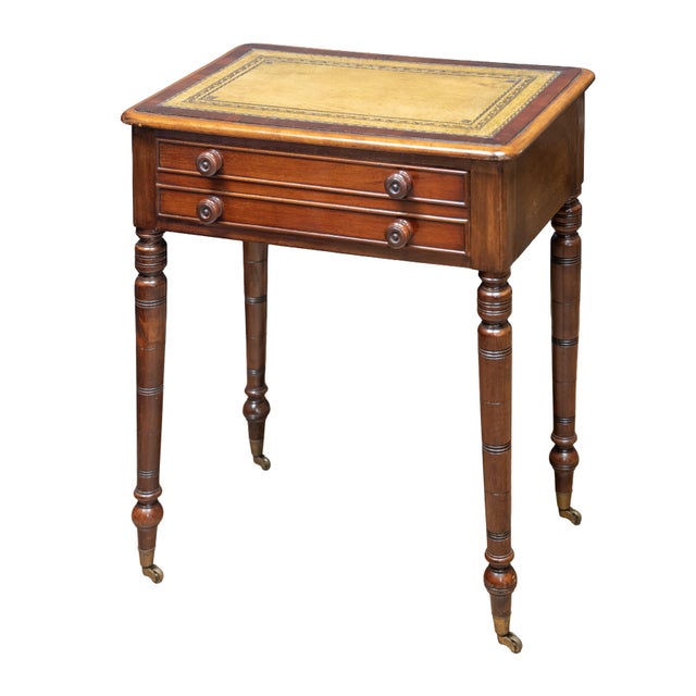 English English Diminutive Writing Table or Desk of Mahogany With Inset Leather Top For Sale - Image 3 of 11