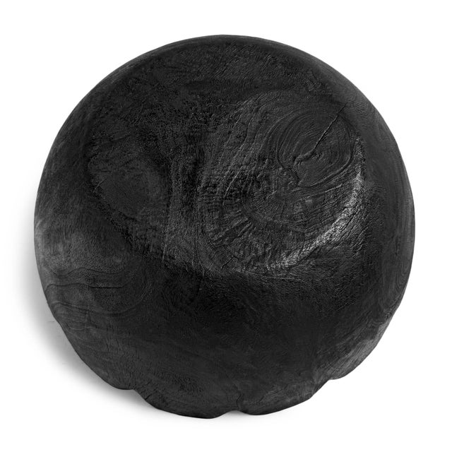 2020s Modern Black Scallop Teak Wood Bowl For Sale - Image 5 of 9