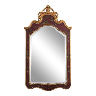Friedman Brothers Red & Gold Chinoiserie Mirror For Sale
