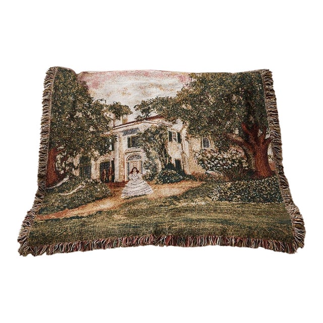 Vintage Chatham Mills “Gone With the Wind” Tapestry Throw Blanket For Sale