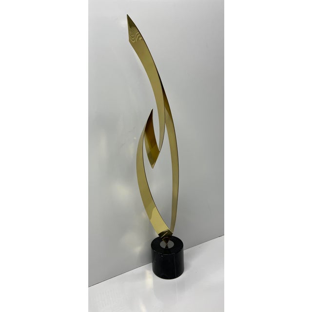Curtis Jere Mid Century Modern Abstract Brass Flame Sculpture by Curtis Jere For Sale - Image 4 of 11