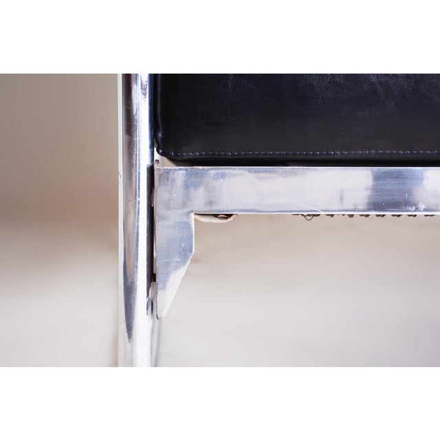 Black Bauhaus Sofa in Chrome and Leather by Hynek Gottwald, Czech, 1930s For Sale - Image 8 of 10