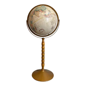 Wood Carved Stand Terrestrial Globe