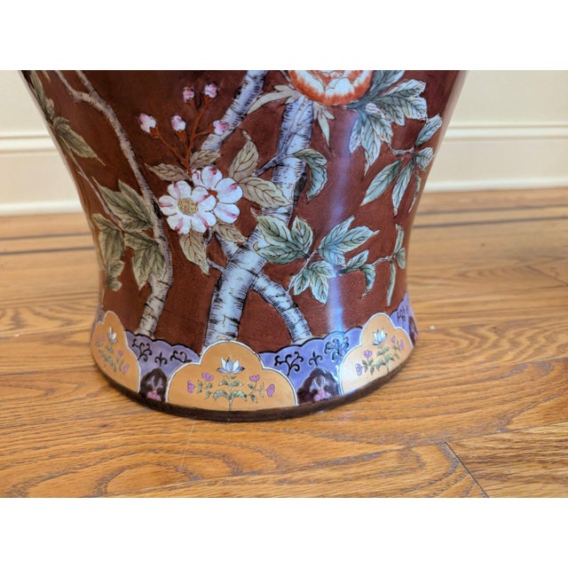 1980s Exceptional & Rare Pair of Extra Tall Castilian Floral Porcelain 32" Vases - Highly Collectable For Sale In New York - Image 6 of 9