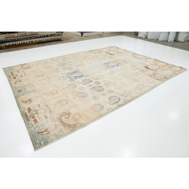 Persian Antique Beige Wool Rug Persian Tabriz Boteh Designed From the 1920s For Sale - Image 3 of 10