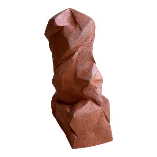 Sueko Kawamura Signed Terracotta Abstract Figurative Sculpture, Cubist Style For Sale