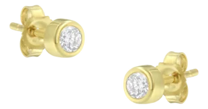 10K Yellow Gold 1/5 Cttw Round Brilliant-Cut Near Colorless Diamond Bezel-Set Stud Earrings (H-I Color, I1-I2 Clarity)