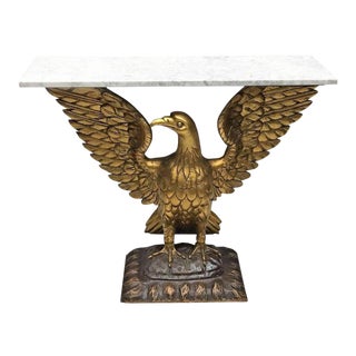 20th Century French Regency Eagle Console Pier Table with White Marble For Sale