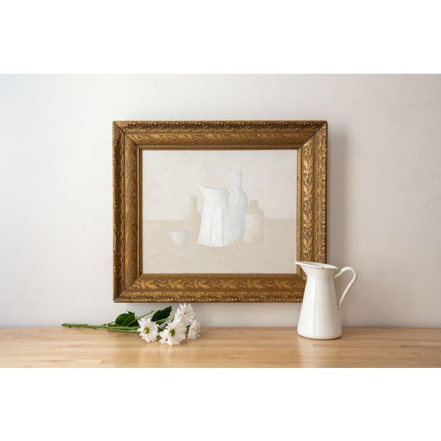 Modern Still Life Painting on Canvas in Vintage Frame For Sale - Image 9 of 9