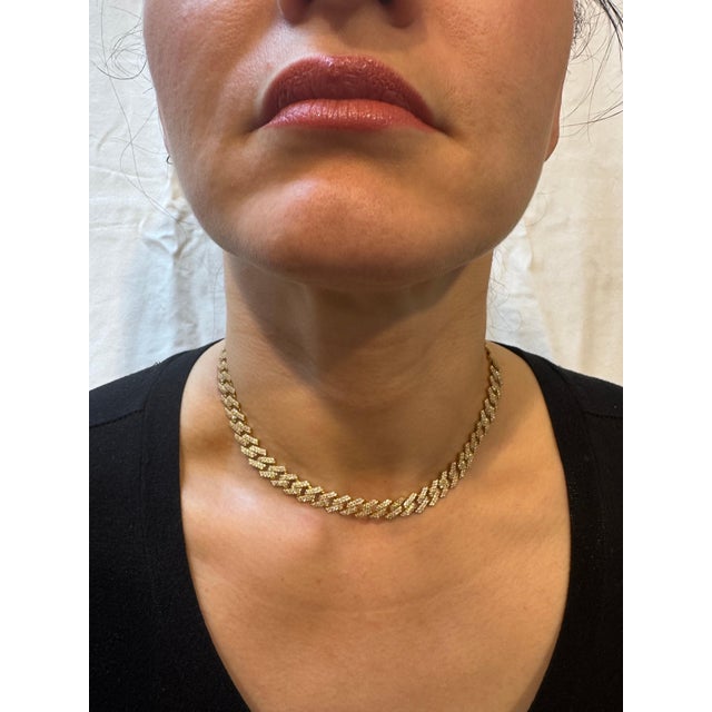 3.5Ct Pave Diamond Necklace 28.4 GM, 14 Karat Gold Necklace , UNISEX For Sale - Image 10 of 18