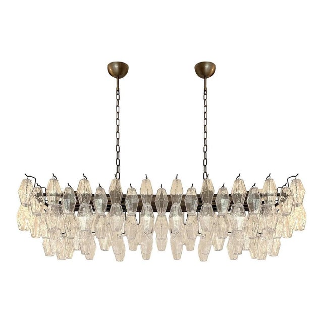 Rectangular Poliedro Murano Glass Brunish Pendant Light by Simoeng, in Exhibition Piece conditions. Designed from 2000 Up...