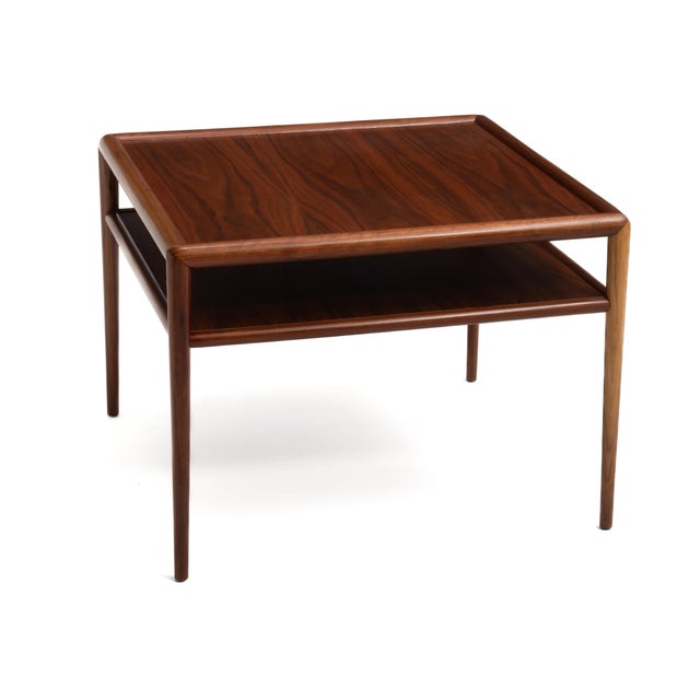 Brown t.h. Robsjohn-Gibbings Widdicomb Square Two Tiered Cocktail Coffee Lamp End Table 1957 For Sale - Image 8 of 14