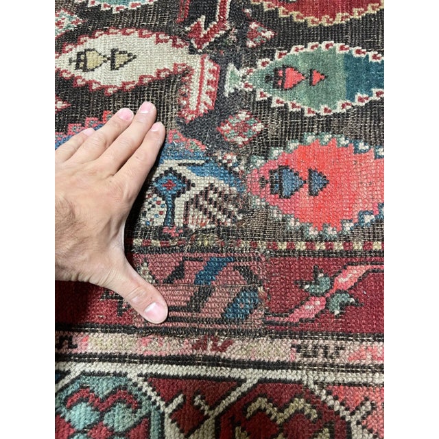 1930s 1930s Charcoal Boteh Rug 3.8 x 9.9 For Sale - Image 5 of 11