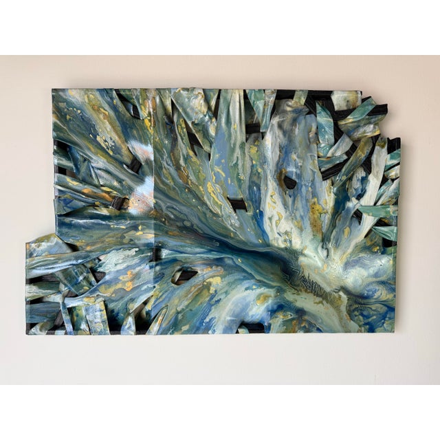 Blue Joshua Duncan “Dope-Ah-Mean” Series Sculptural Mixed-Media Composition Expressionist Abstract Oil on Canvas Painting For Sale - Image 8 of 12