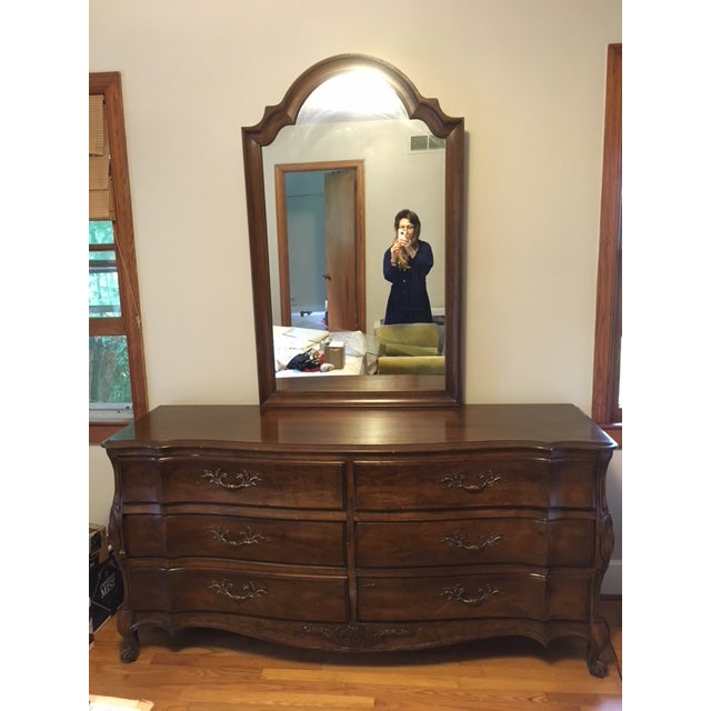 1970s French Provincial White Furniture Company Cherrywood Dresser with