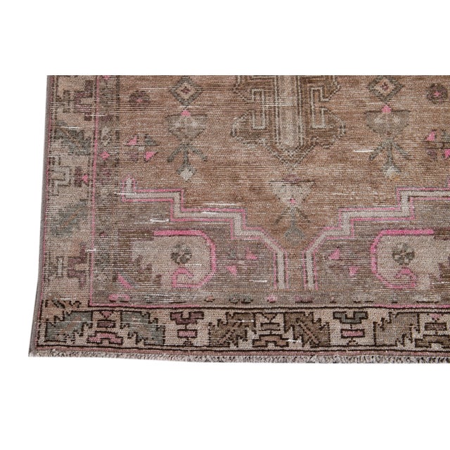 Vintage Malayer Persian Handmade Brown Medallion Wool Runner For Sale - Image 9 of 12