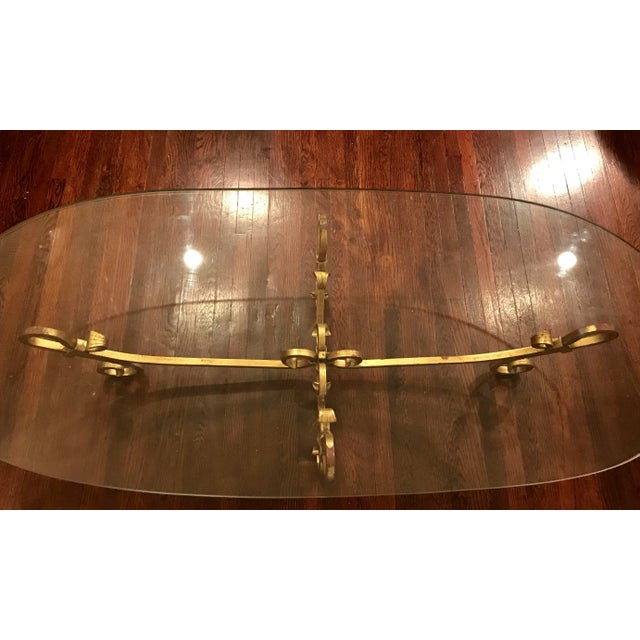 Gilbert Poillerat Hollywood Regency Gold Gilt Wrought Iron Coffee Cocktail Table Exquisitely Large For Sale - Image 4 of 12
