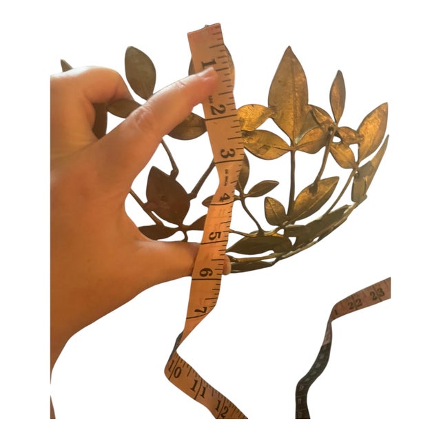 Vintage Midcentury Brass Leaf Vine Botanical Filigree Centerpiece Bowl For Sale In Baltimore - Image 6 of 6