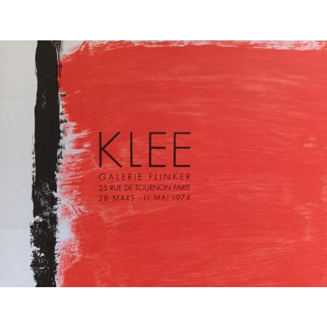 Red Original Paul Klee Exhibition Poster, Galerie Flinker, Paris, 1974 For Sale - Image 8 of 9