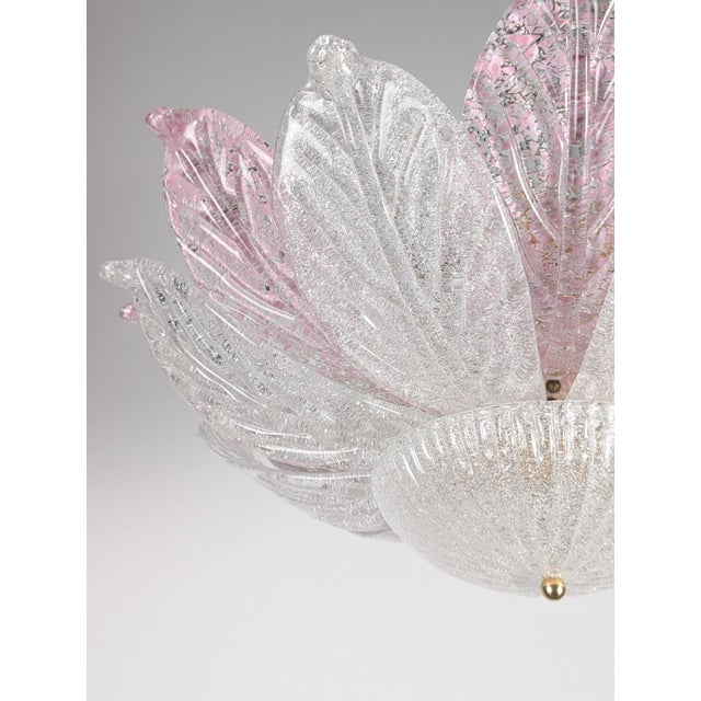 1970s Large Pink and White Murano Glass Ceiling Lamp, 1970s For Sale - Image 5 of 9
