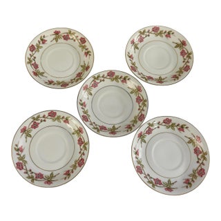 Vintage Valmont China ‘Briar Rose’ Pattern Bread & Butter Plates - A Set of 5 For Sale