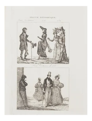 Unknown - Paris Costumes - Original Lithograph - 19th Century