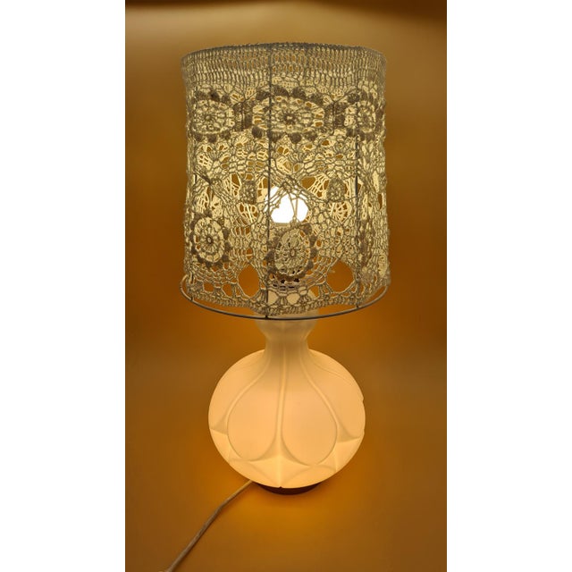 Modern Table Lamp in Ivory White Glass from Peill & Putzler, Germany, 1960s For Sale - Image 3 of 9
