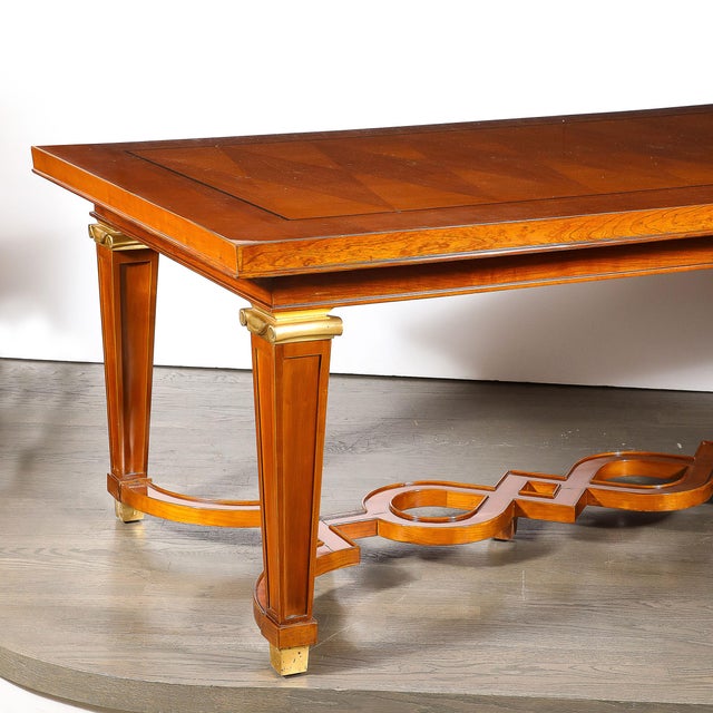 Art Deco Directoire Style Book-Matched Walnut Dining Table From l'Art De Vivre For Sale - Image 9 of 18