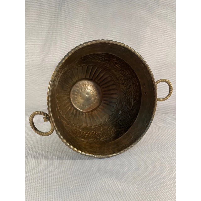 Vintage Hammered Brass Planter With Ring Handles For Sale - Image 9 of 12